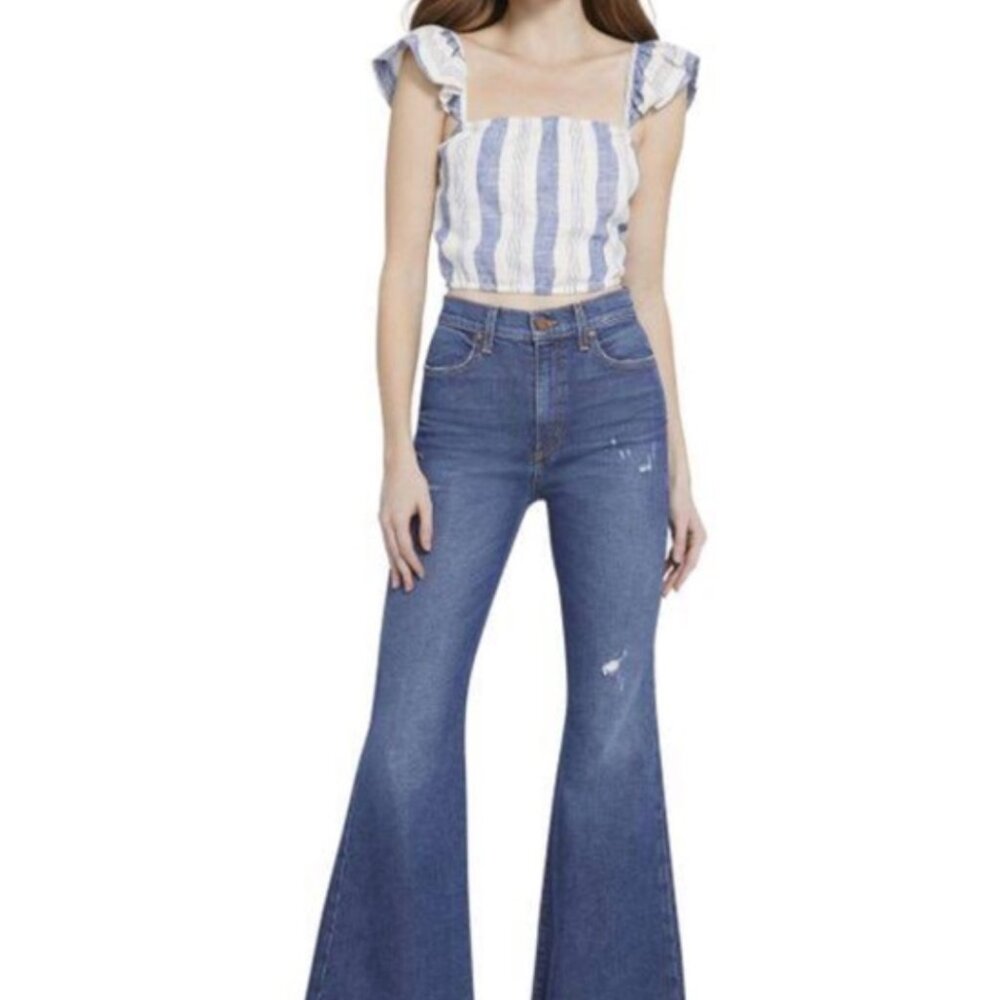 Alice + Olivia Celestial flutter sleeve crop top